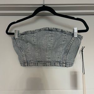 Ciarra Denim Bustier Top in Bel Air